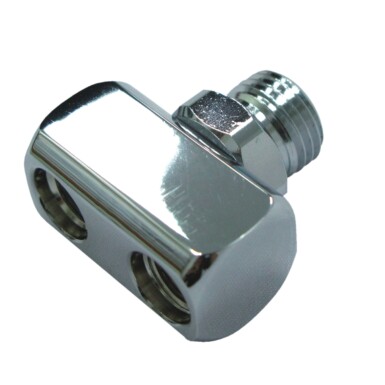 Adapter single male 9/16-18 to double female 3/8-24